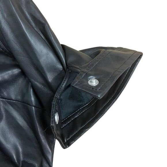 BLANK NYC Dress Womens L Black Mini Shirt Snap Button Vegan Leather Fall Biker - Picture 11 of 16